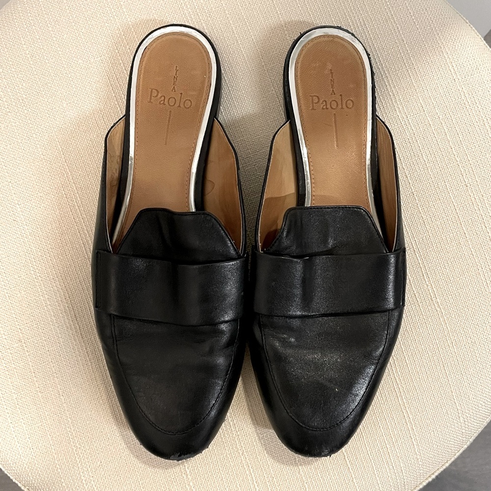 Linea Paolo loafer mules, Black, size 8.5